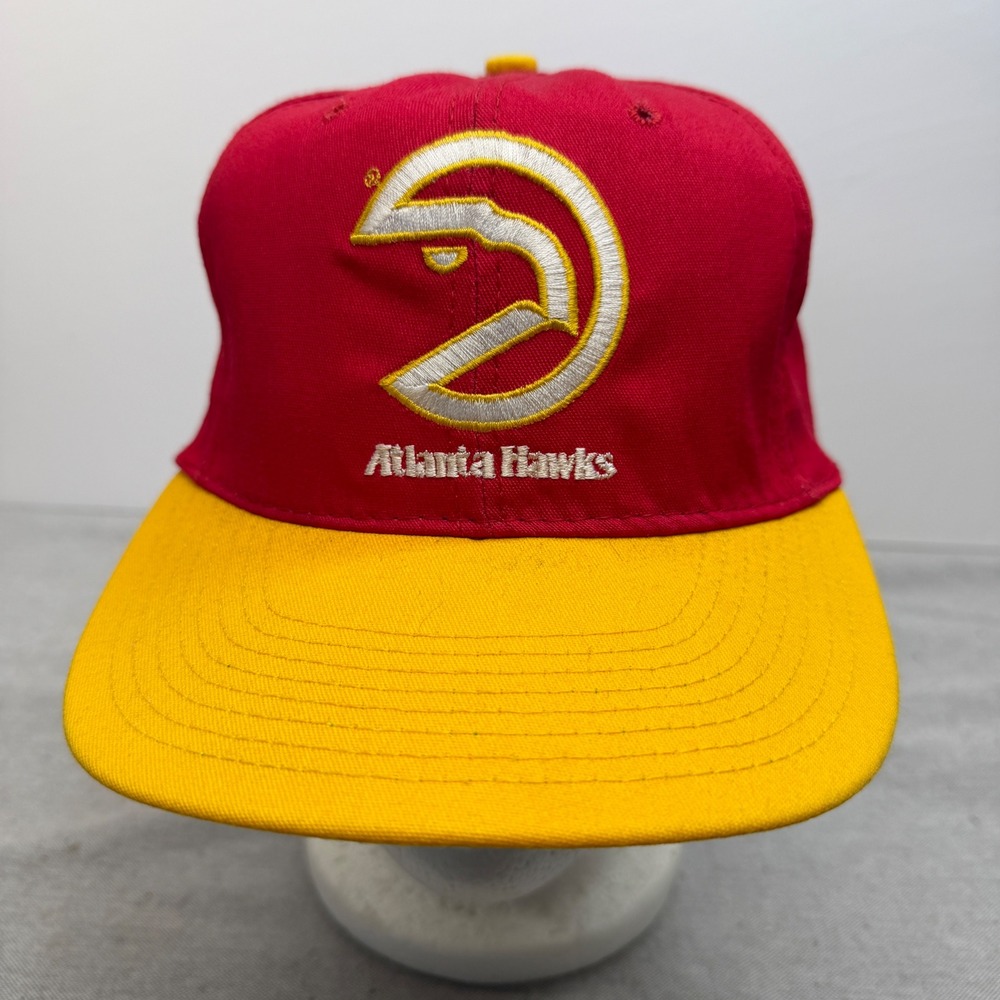 Starter Atlanta Hawks Hat Mens OSFA Red Yellow Excellent Vintage NBA Snapback